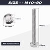 M10-1.5 x 90mm (6 pcs) Flanged Hex Bolts, 304 Stainless