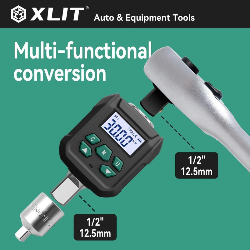 XLIT 1/2" Drive Digital Torque Adapter (12.5-250.7 ft-lb) with Buzzer