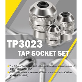3-Piece Tap Socket Set Use with 1/4" & 3/8" & 1/2" Drive Ratchet Wrench