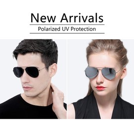 Polarized Aviator Sunglasses for Men/Women Metal Mens Sunglasses Driving Sun Glasses U6 (2 Pack) Black Frame Black Grey Lens / Pink3