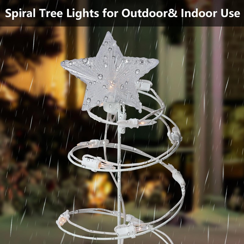 4 Packs Outdoor Spiral Lighted Christmas Trees, Warm White Spiral