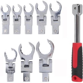 Unbranded 9PCS Brake Line Ratchet Wrench Set, Flex Head Ratcheting Wrench Set, Flare Nut