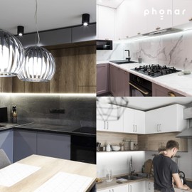 Set of 2 - 30 cm LED under unit light 4000 K, sensor switch, flat, Can be mounted anywhere, stick on, includes all accessories, LED night light, cool white, warm white