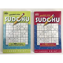 Pocket Size Large Print Sudoku PAPP Puzzles Bundle/2