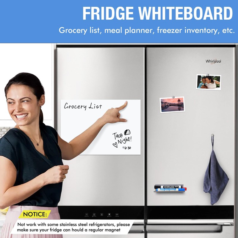 HOMiDEK Large Magnetic Backing Whiteboard: 36x48 Flexible Dry Erase Writting