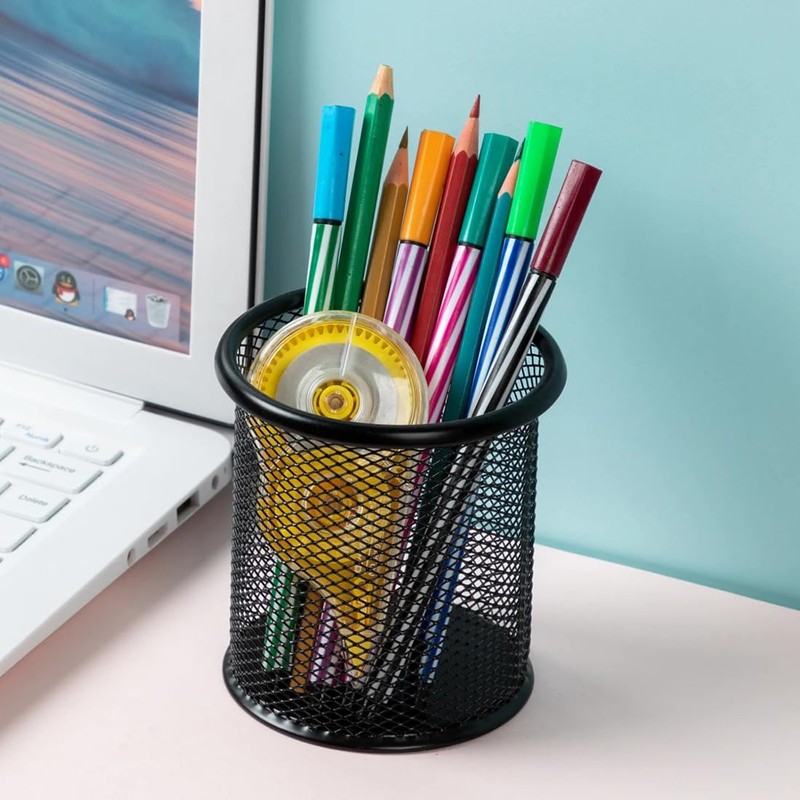 EastyGold Pen Holder Metal Pencil Organizer Mesh Cup Hollow Desktop