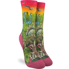 Good Luck Sock Women's Dinosaurs Roaming the Forest Socks, Shoe Size 5-9