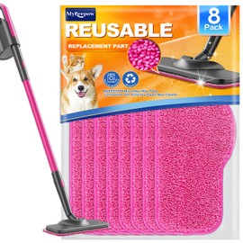 MyKEEPOW Steam Mop Pads Compatible with Schenley Steam Mop Cleaner and Dupray Neat Steam Cleaner, Microfiber Mop Pad Refill for Multi-Surface Floor, 8 Pack, Pink