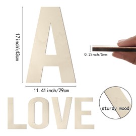Large Wooden Letters 17 Inch Big Wooden Alphabet Letters for Wall Decor Unfinished Large Wood Letters A for Nursery Decor Crafts Blank Wooden Cutout Sign for Party Birthday Wedding Home Decoration