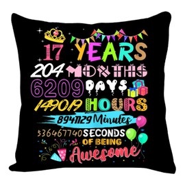 KHLOY 17th Birthday Gifts for Girls Boys Pillowcase Funny Birthday Cushion Covers for Daughter Son Niece Nephew Birthday Party Gift from Mom Dad Grandparents Auntie Uncle Friends Sister Brother