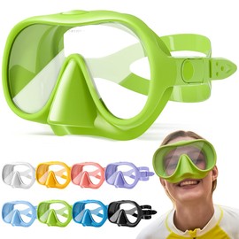HINATAA Snorkel Set Adults, Macaron Frameless Diving Goggles, 180° Ultra Wide Vision, Anti-Fog Snorkel Mask, Anti-Leak Professional Diving Mask, Swimming Goggles for Women and Men (Green)