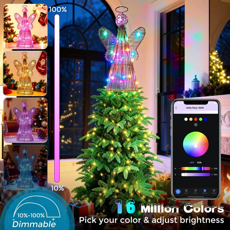 LightingWill Smart Christmas Tree Topper, Light Up 3D Angel Tree
