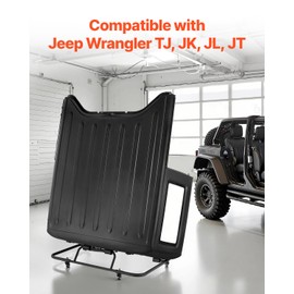 VEVOR Hardtop Storage Cart, Moveable Sturdy Hard Top Cart, with 3-Adjustable Holes & Thickened Soft Padding, Hardtop Storage Rack with Powder Coating, Fit for Jeep Wrangler TJ, JK, JL, JT