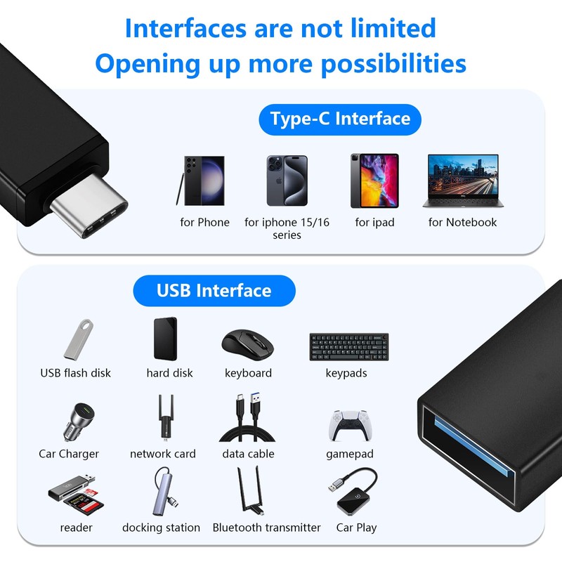 Verbstel 10 Pack USB C to USB3.0 Adapter, Type C