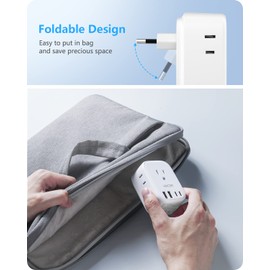 2 Pack European Travel Plug Adapter, LENCENT International Type-C Foldable Power Plug with 4 Outlets, USB C Charger Adaptor, US to Most of Europe EU Iceland Spain Italy France Germany, Cruise Approved