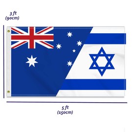 Large 3×5 FT Israel Australia Friendship Flag, Big Israelis Australian 150D National 2 in 1 Outdoor Banner,DecorGarden with Brass Gromment