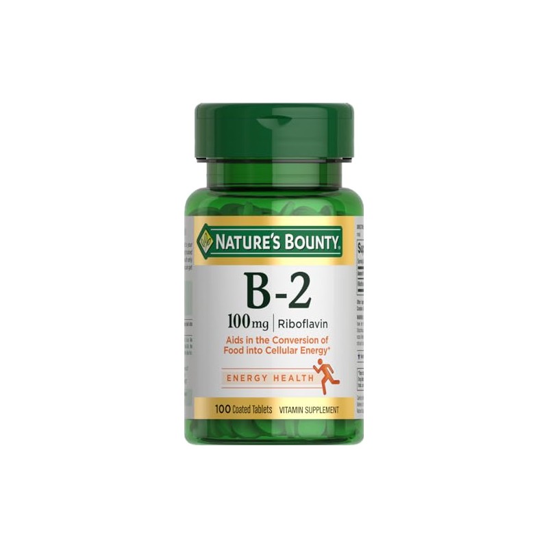 Nature's Bounty Vitamin B2 as Riboflavin Supplement, Aids Metabolism, 100mg,