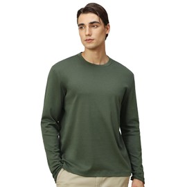 Pure Cotton T Shirts for Men Comfort Long Sleeve Tee Crewneck Jersey Moisture Wicking(Kambaba,Medium)