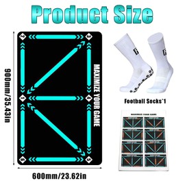 YUJUVI Football Mat Training Mat Football 60 x 90 cm Step Training Mat with Socks Set Non-Slip Step Training Mat Ball Control Shock Absorbing Football Mat