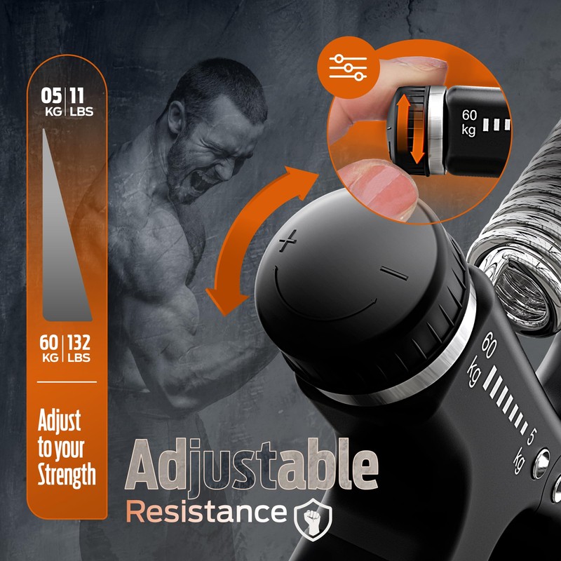 PORTENTUM Hand Trainer, Forearm Trainer, Adjustable Resistance 5-60 kg, Hand