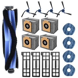 Aliddle 17 Pack Replacement Parts for eufy X10 Pro Omni Robot Vacuum, 1 Main Brush, 4 Hepa Filters, 4 Mop Pads, 4 Vacuum Bags, 4 Side Brushs