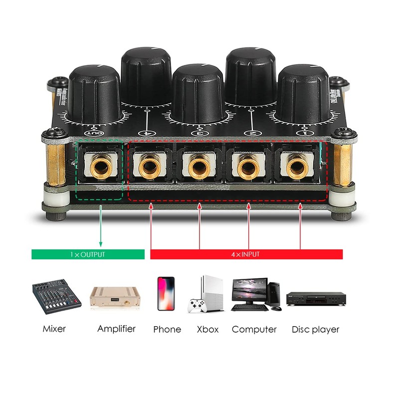 Little Bear MC5 Mini Portable Stereo 4 Channel Audio Mixer
