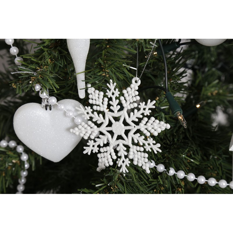 6pc Large Glitter & Matte Heart Baubles - Great Christmas