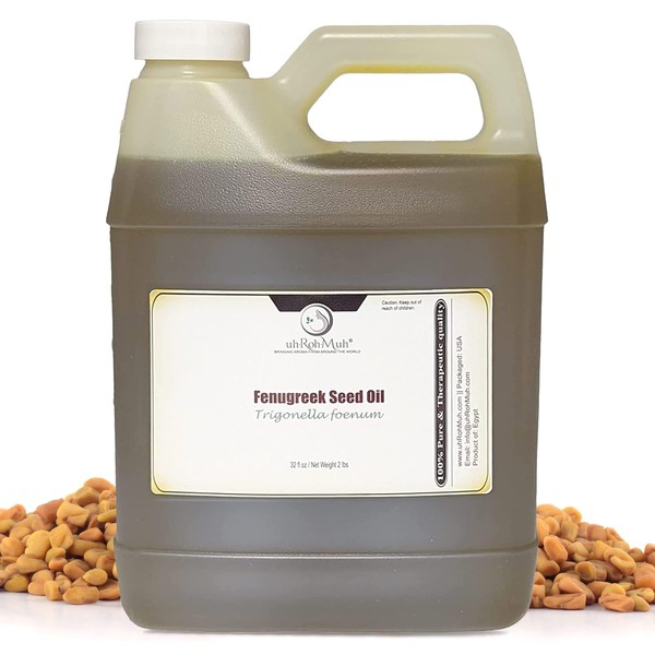 uh*Roh*Muh Premium Egyptian 32 fl oz (Net Wt. 0.9 kg / 2 lb) Fenugreek Carrier Oil - Conventional, Pure & Unadulterated - Perfect for Hair, Skin Care & Aromatherapy - 100% Natural