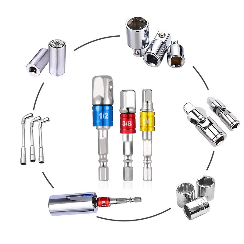 TOP-VIGOR 6 Pcs Impact Grade Socket Adapters Extension Set, 1/4