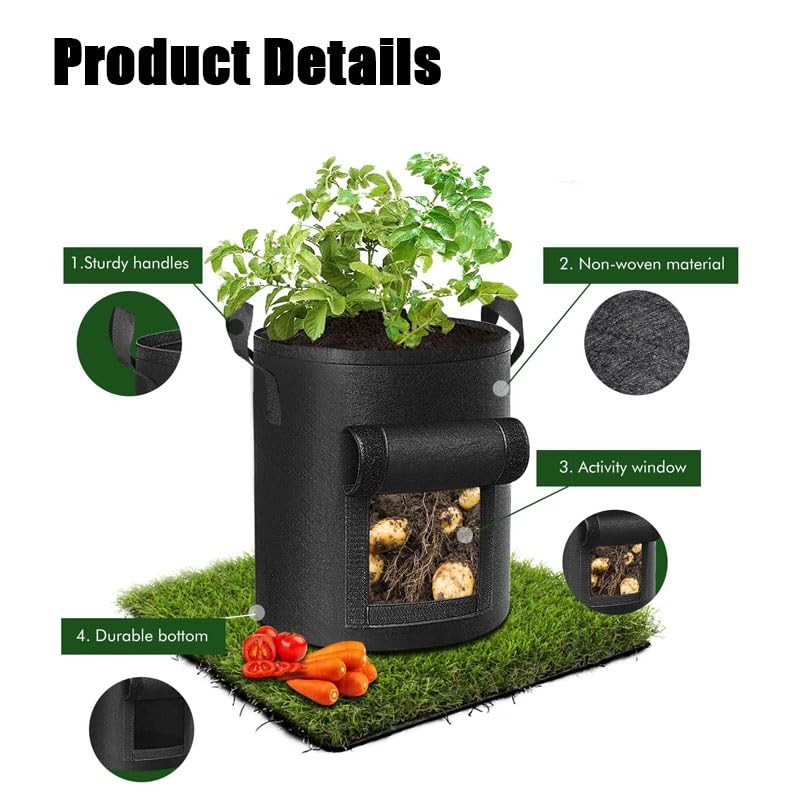 3Pack Potato Grow Bags, Garden Planting Bag with Reinforced Handle,