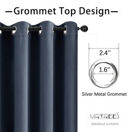 MRTREES Blackout Curtains Panels for Bedroom Thermal Insulated Black Out Curtain Drapes for Living Room Darkening Grommet Top Triple Weave Window Curtains Treatment 2 Panels, 52x45 Inches, Navy Blue