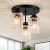Ymlii 3-Lights Semi Flush Mount Ceiling Light Fixture,Matte Black Kitchen