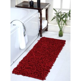 Excel Hometex Lycra Shaggy Accent Rug Paper Chindi Hand Loom Bathroom Kitchen Laundry Bath Floor Tufted Mat and Runner (20" x 60", Red)