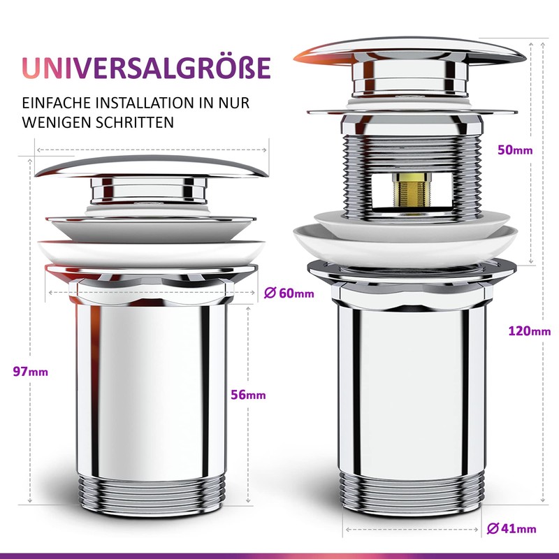 M. ROSENFELD HOME Pop-Up Drain Fitting with Overflow + Universal