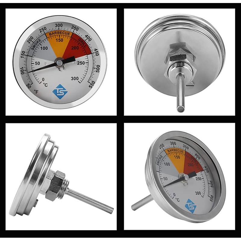 ANCLLO Flaming Coals ReCalibratable BBQ Smoker Thermometer Gauge