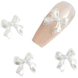 Nail ribbon parts 5 pieces, 1 piece, white / 네일 리본파츠 5개입, 1개, 화이트