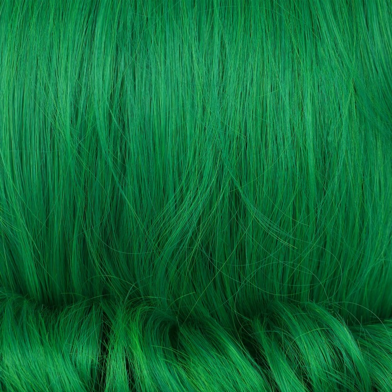 VGbeaty Men Short Wavy Green Wig With White Eyebow