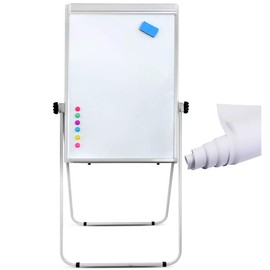DexBoard Portable Double Sided 40" x28" Magnetic Dry Erase Board Easel with U-Stand |Height Adjustable & 360° Rotating Whiteboard with w/ 1 Eraser, 6 Magnets and Paper Pads