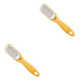 Healvian 2pcs Double Sided Stainless Steel Foot File for Callus Removal Professional Pedicure Tool Easy to Clean for Foot Care Salon Yellow