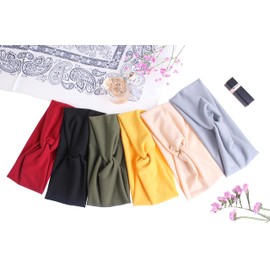 XTREND 6 Pcs Women's Headbands Twisted Cross Elastic Headbands Yoga Running Workout Headbands Non-Slip Sweat Soft Headbands Solid Color Simple Versatile Hair Accessory Headbands …