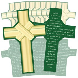 Sinload 100 Pcs Easter Religious Palm Leaf Prayer Bookmark 6 x 4 Inch Cross Bookmarks with Prayer on Back Inspirational Card Stock Bible Page Tracker for Christian Church Event, Youth Group, Classroom