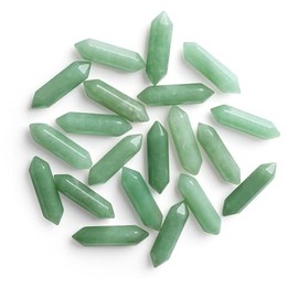 GUJOXILA Green Aventurine Healing Crystals Stone Bar Gemstones Sets Hexagonal Crystal Column Bulk Hexagonal Point Tower Reiki Meditation Spiritual Chakra Protection Energy Balancing Pack of 10