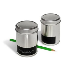 side by side Gewürzdosen, Gewürzbehälter, Vorratsdosen, Tafeldosen, aus Weißblech, mit beschreibbarer Fläche, 6 Stück