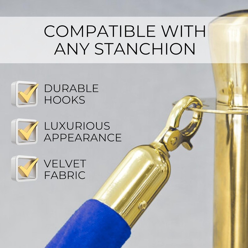 4PCS Blue Velvet Rope 6.5FT – 6.5FT Velvet Ropes Blue
