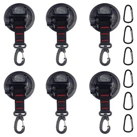 LAINLOY Heavy Duty Suction Cups Anchor with Securing Hook Tie Down, Vacuum Outdoor Suction Cup Wall Anchor with Aluminum Buckle, Camping Accessories for Car Side Awning, Camping Tent Trap (6PCS)
