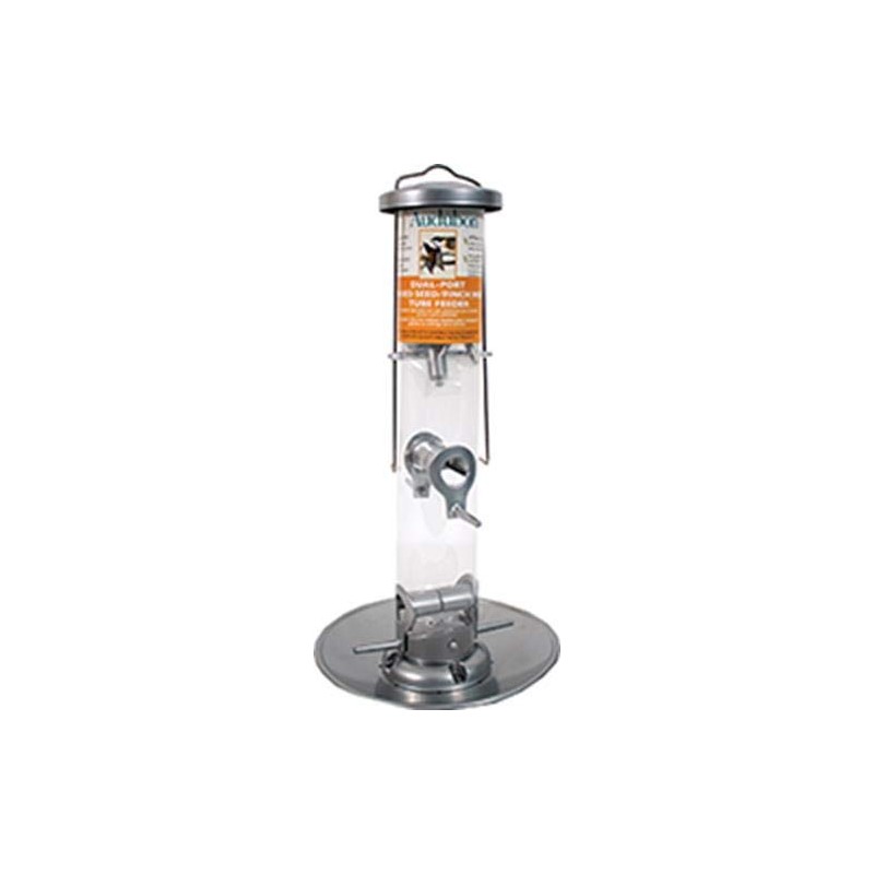 Woodlink NASIL Audubon Silver Tube Wild Bird Feeder with Tray,