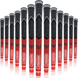 CRESTGOLF Updated Multi Compound Golf Grips for Golf Clubs Set of 13 Non-Slip Ecological Cotton Yarn Technology Medium or Standard Size for You (Standard Size, Red)