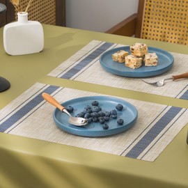 BACKTOEDEN - Juego de 6 manteles individuales resistentes al calor, lavables, lavables y antideslizantes, plegables de vinilo/plástico, para interiores y exteriores, tapete para mesa de cocina