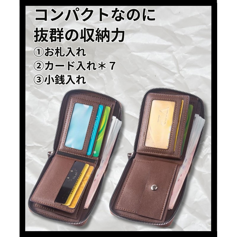 Capprecier Men's Bifold Wallet, Compact, Mini Wallet, Small, Thin, Round