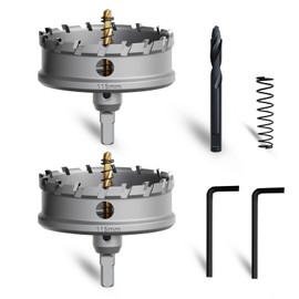 METOTY Metal Hole Saw 4-1/2''(115mm) 2Pcs Set Heavy Duty Tungsten Carbide Tipped Hole Cutters Set with a nitrided Step Drill and L-flench, for Steel Iron,Aluminum,Stainless stell